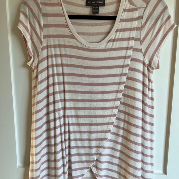 Pea in the Pod Striped Nursing Shirt Nude & White - Picture 4 of 6